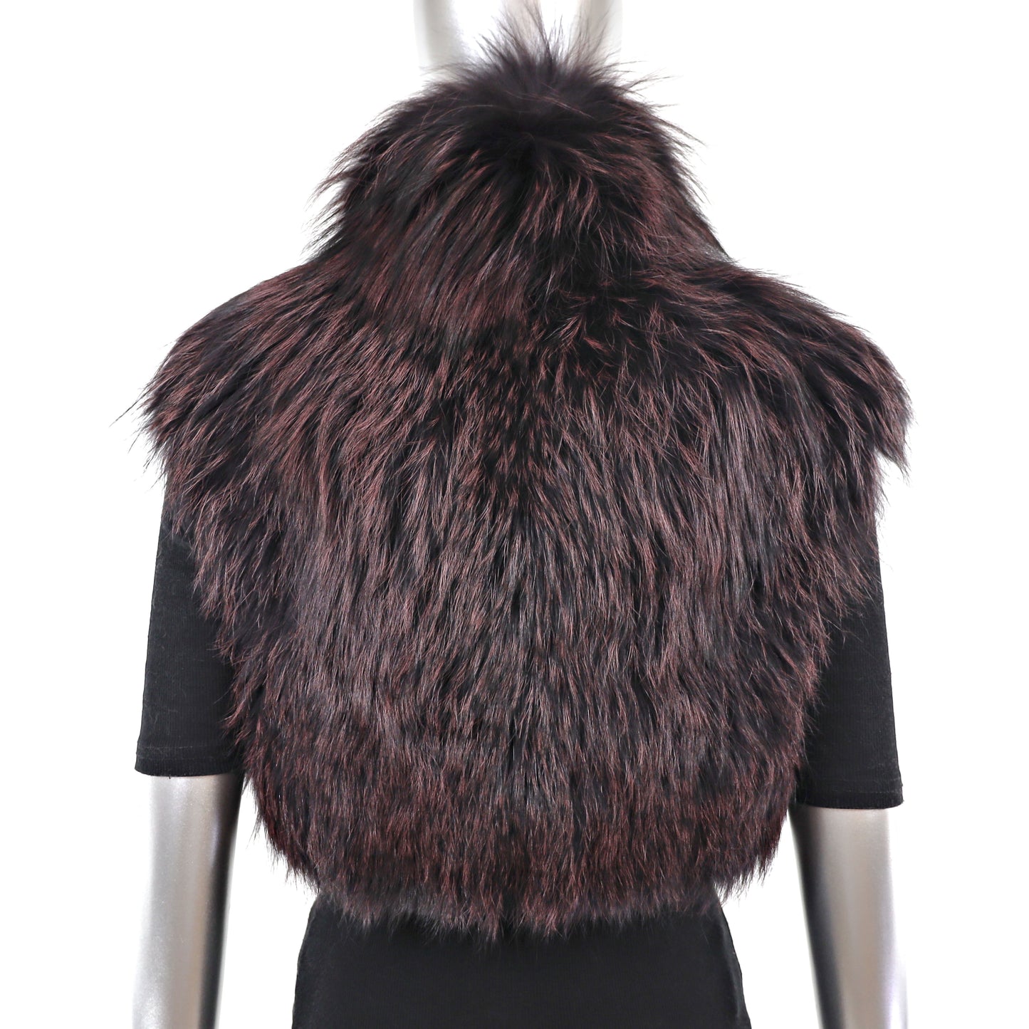 Burgundy Isaac Mizrahi Burgundy Fox Feathered Vest- Size XS-S