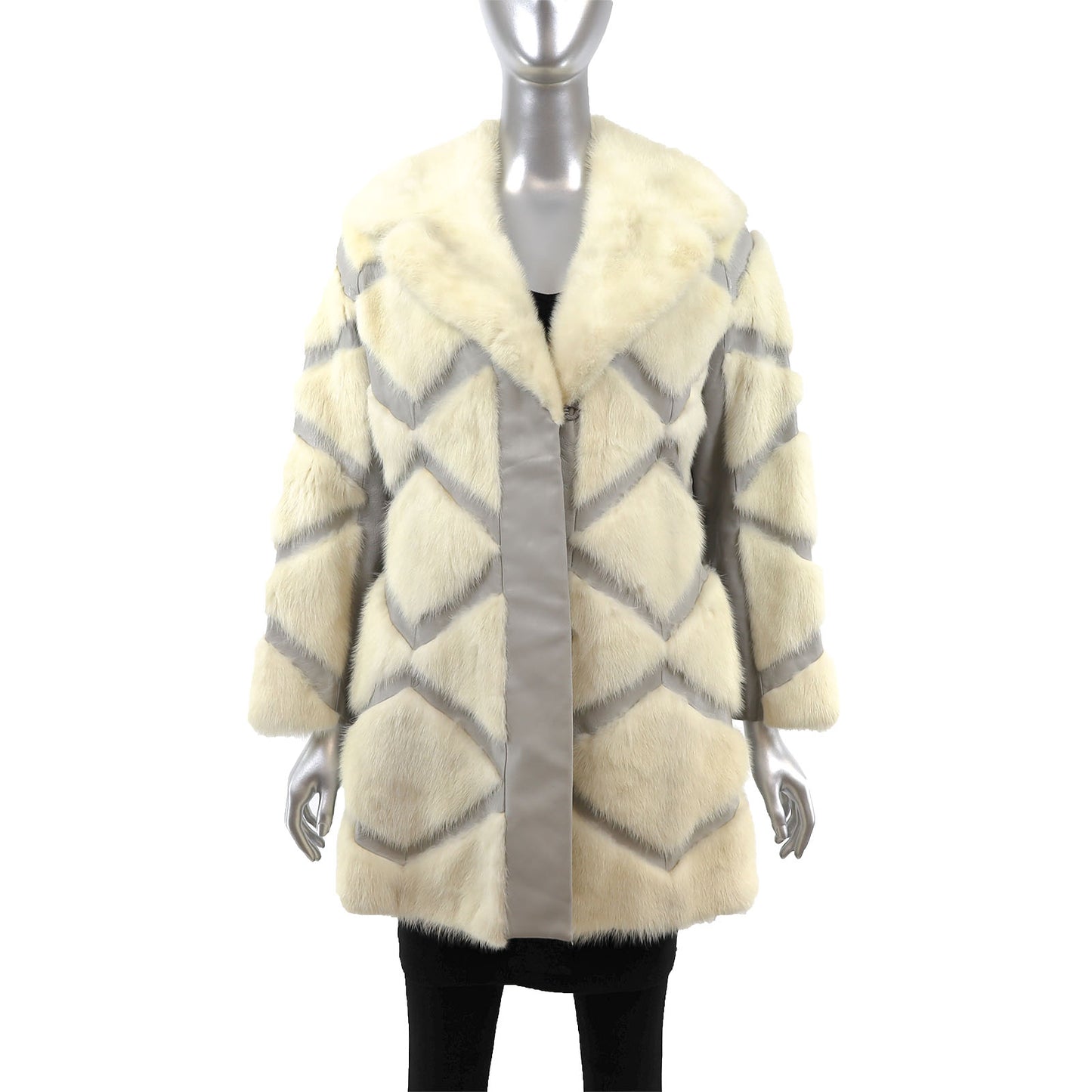 Ivory Mink Coat with Leather Insert- Size S