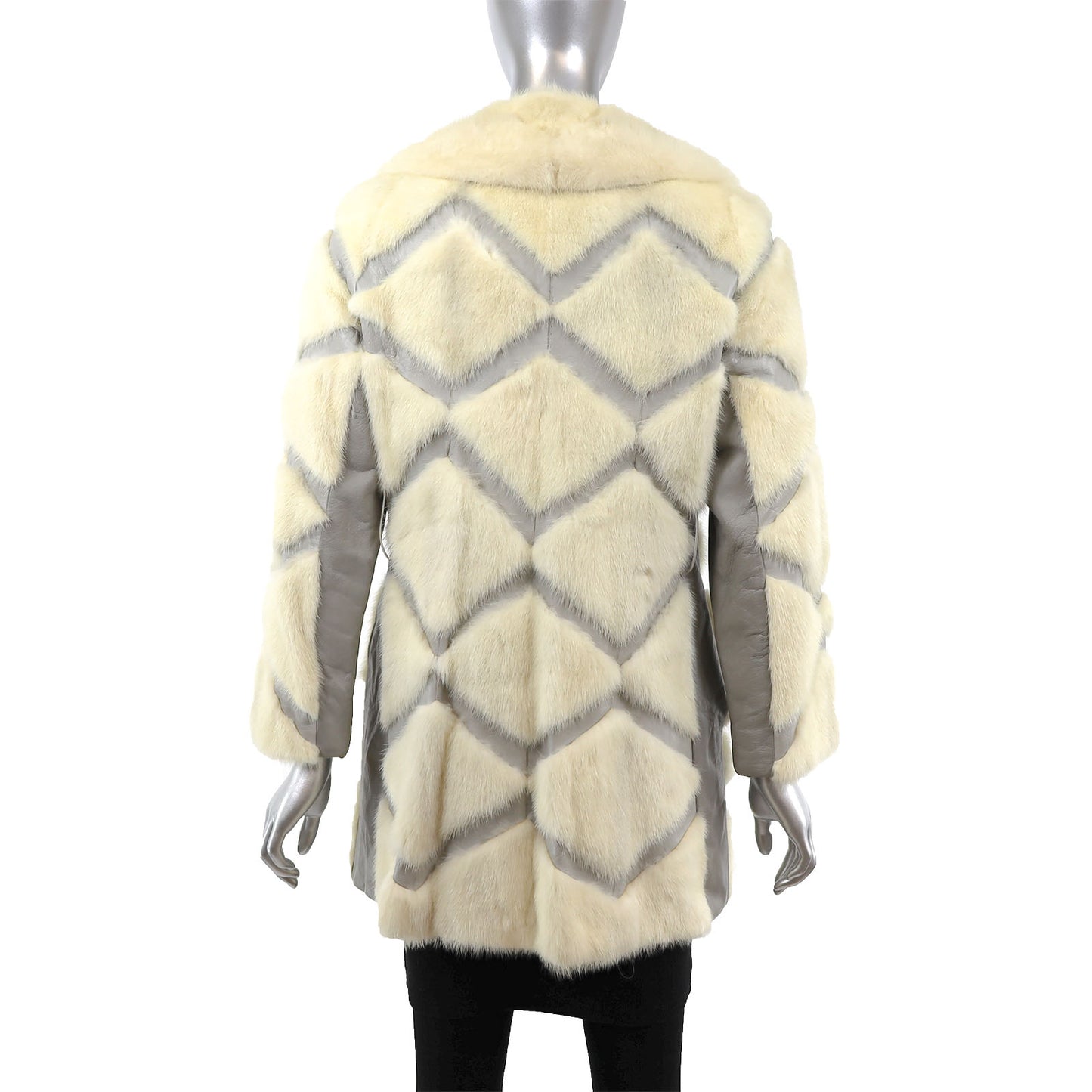 Ivory Mink Coat with Leather Insert- Size S