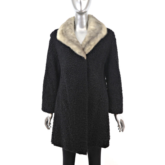 Persian Lamb Coat with Mink Collar- Size M