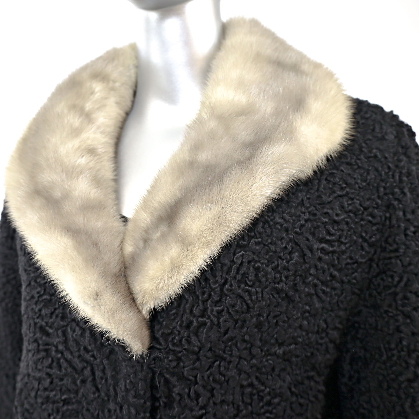 Persian Lamb Coat with Mink Collar- Size M