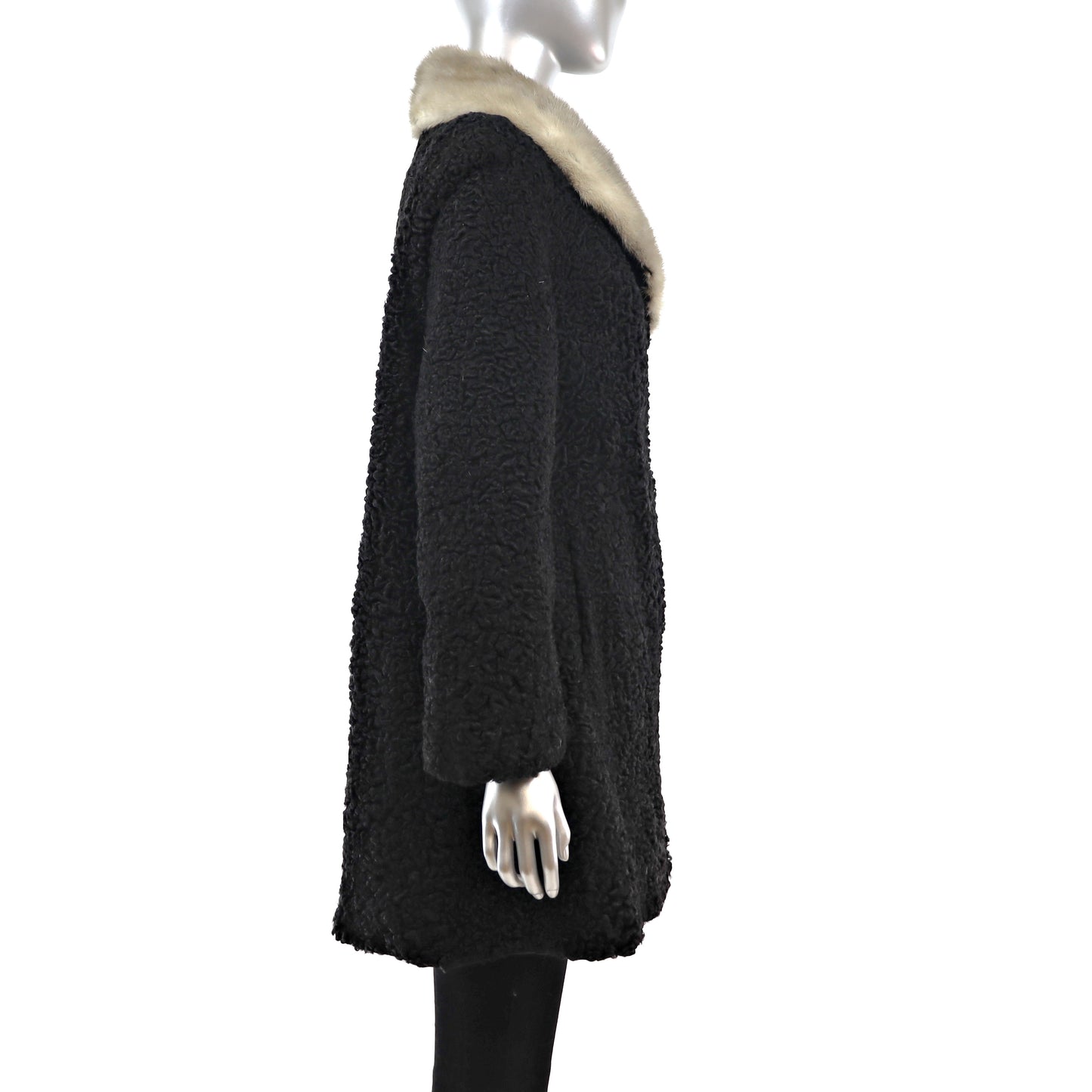 Persian Lamb Coat with Mink Collar- Size M