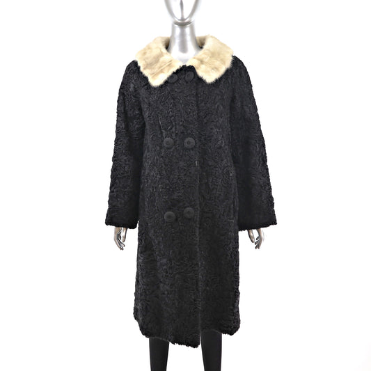 Persian Lamb Coat with Mink Collar- Size M