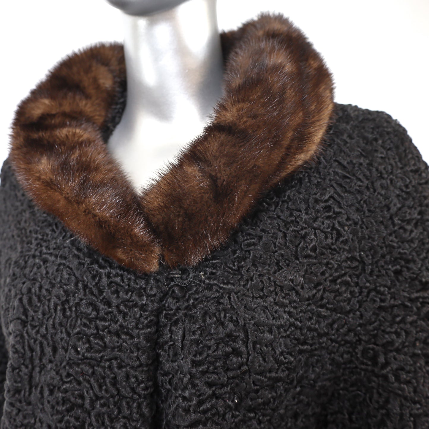 Persian Lamb Coat with Mink Collar- Size L