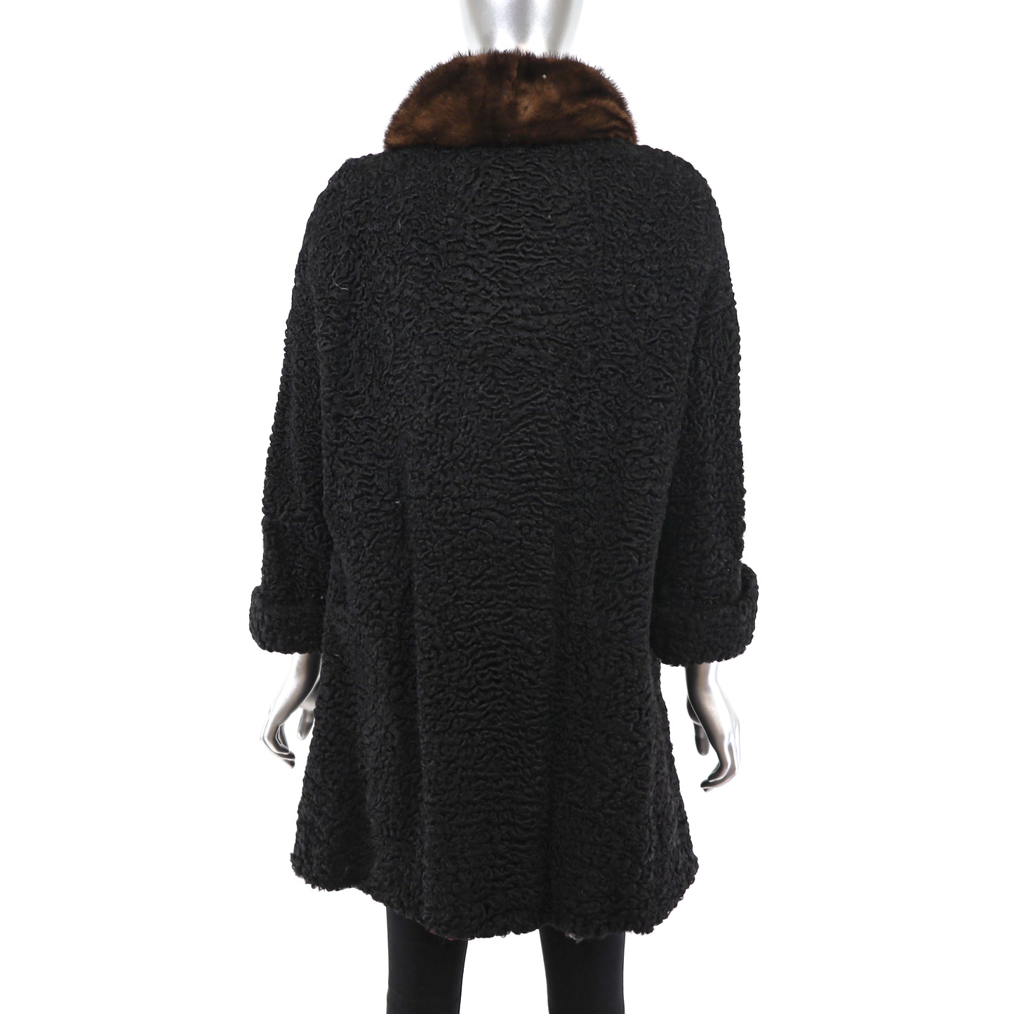 Persian Lamb Coat with Mink Collar- Size L