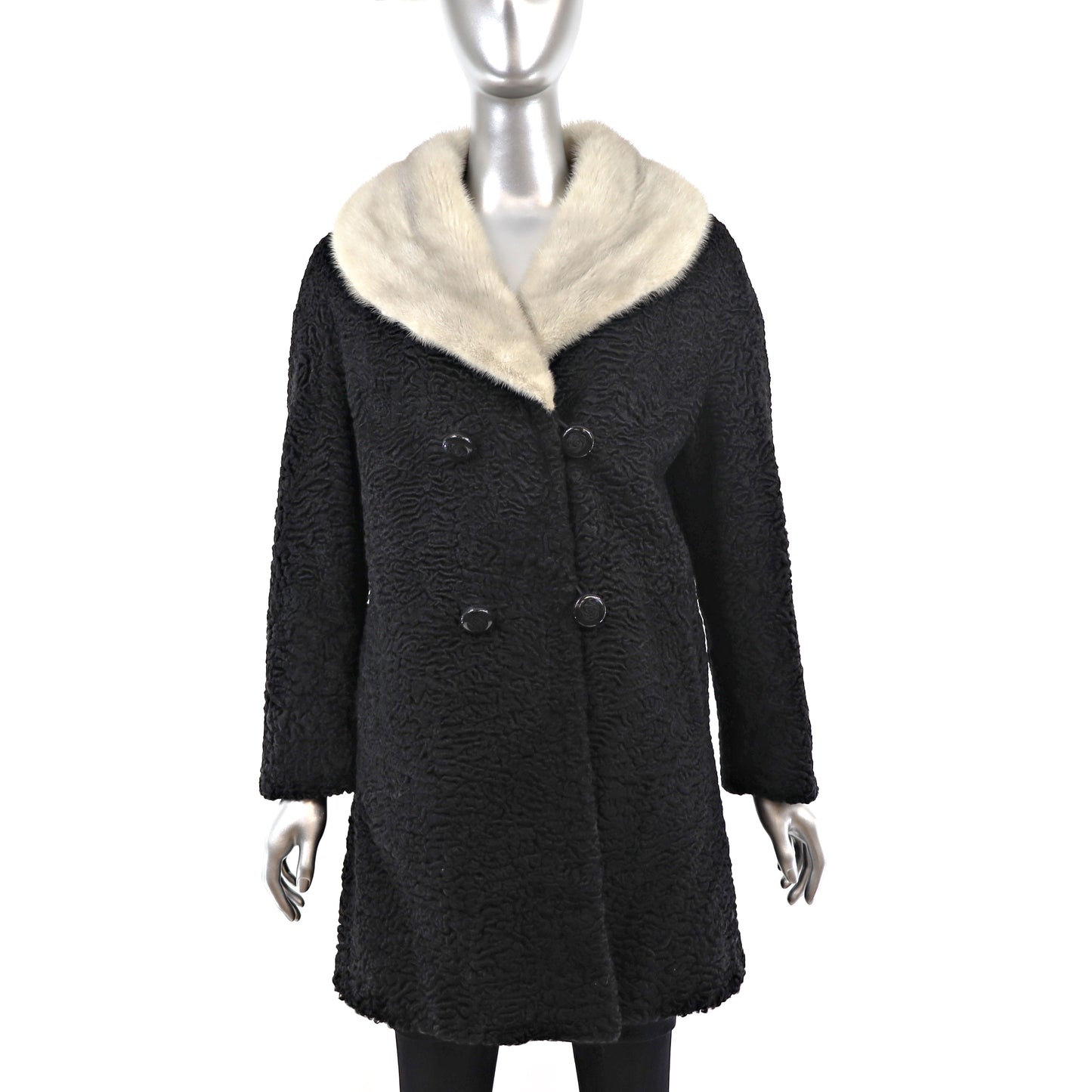 Persian Lamb Coat with Mink Collar- Size M-L