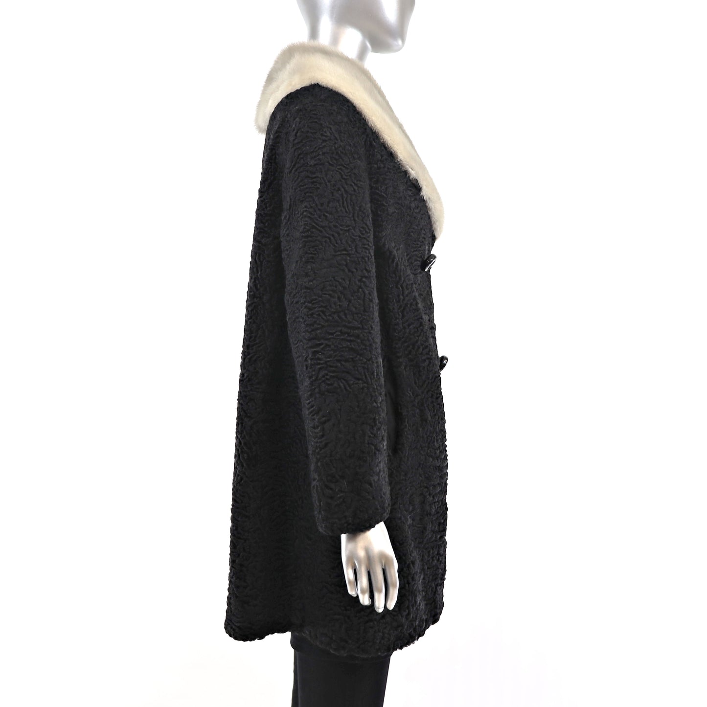 Persian Lamb Coat with Mink Collar- Size M-L