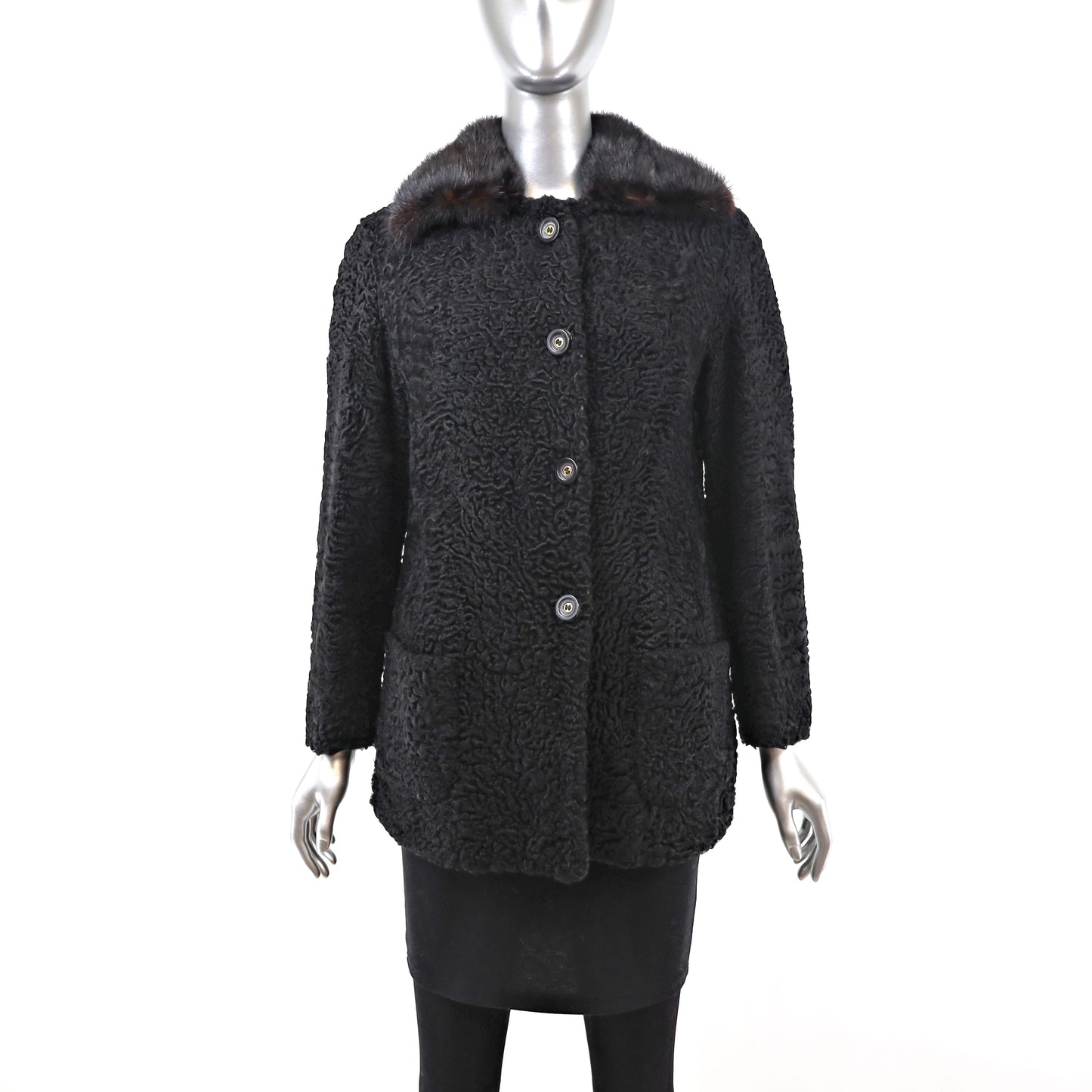 Persian Lamb Jacket with Mink Collar- Size S-M