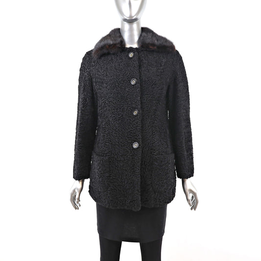 Persian Lamb Jacket with Mink Collar- Size S