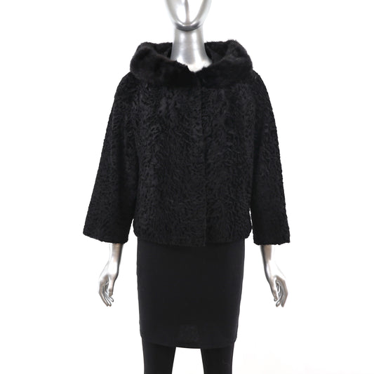 Persian Lamb Jacket with Mink Collar- Size L