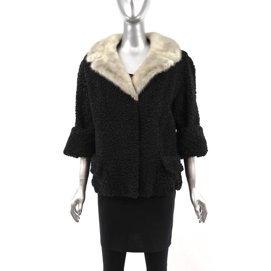 Persian Lamb Jacket with Mink Collar- Size M