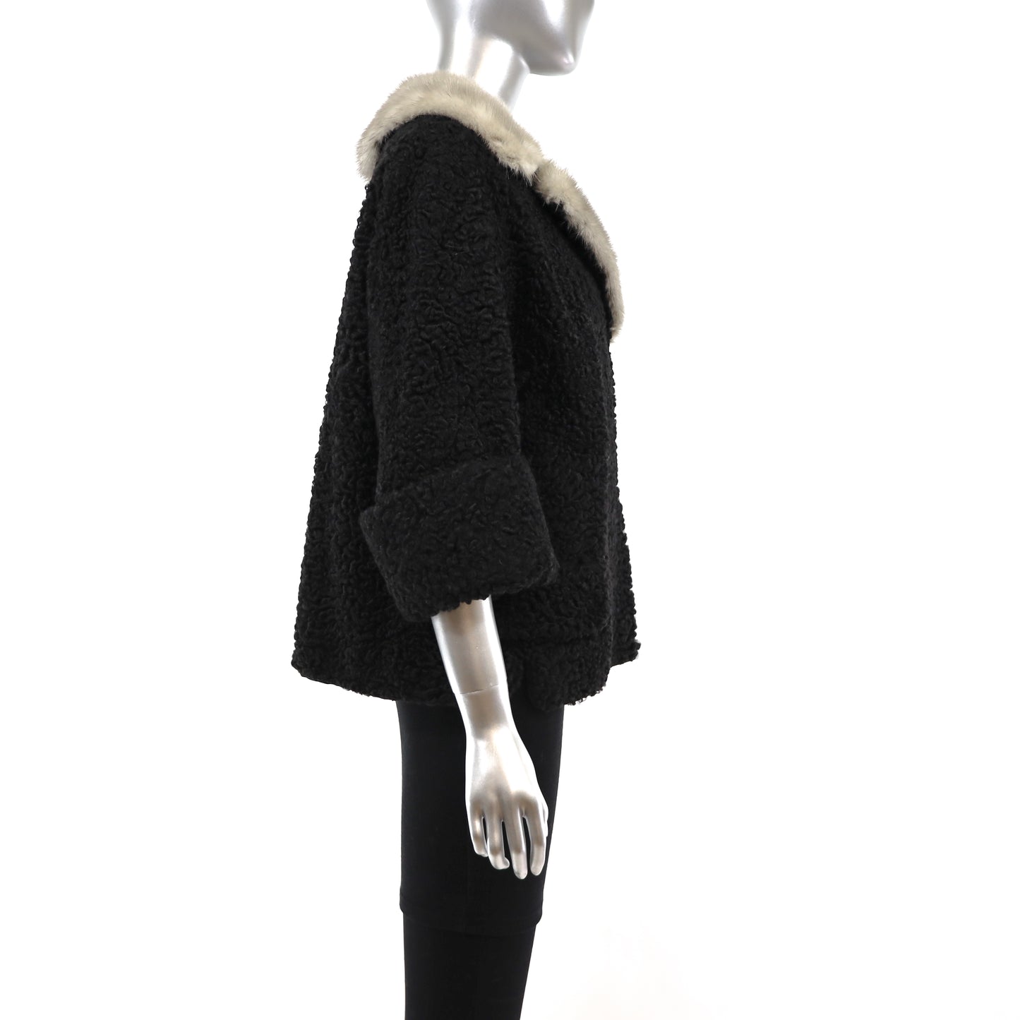 Persian Lamb Jacket with Mink Collar- Size M