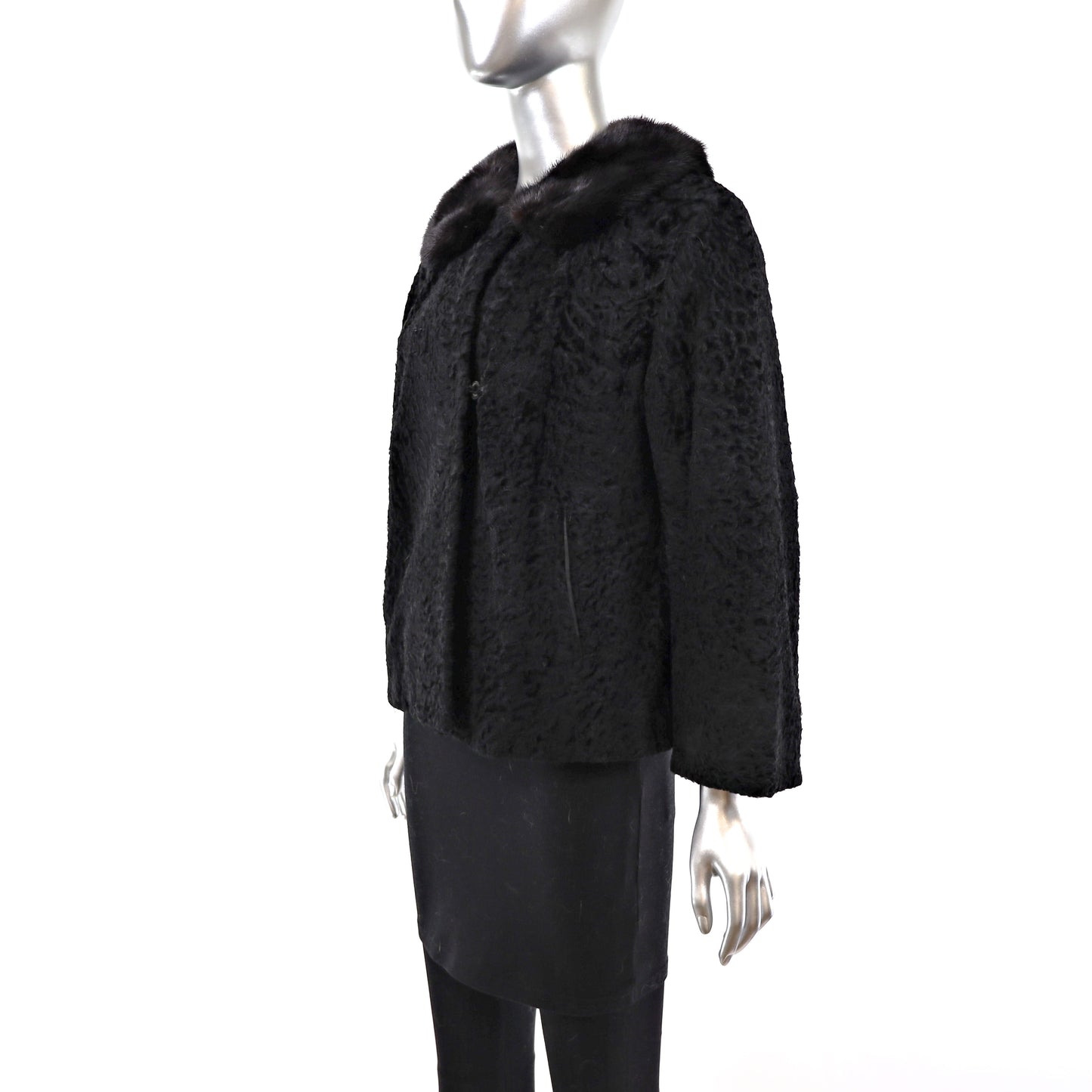 Neiman Marcus Persian Lamb Jacket with Mink Collar- Size M