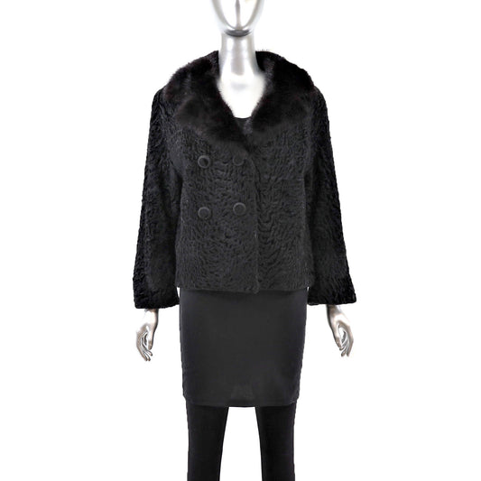 Lamb Jacket with Mink Collar- Size M