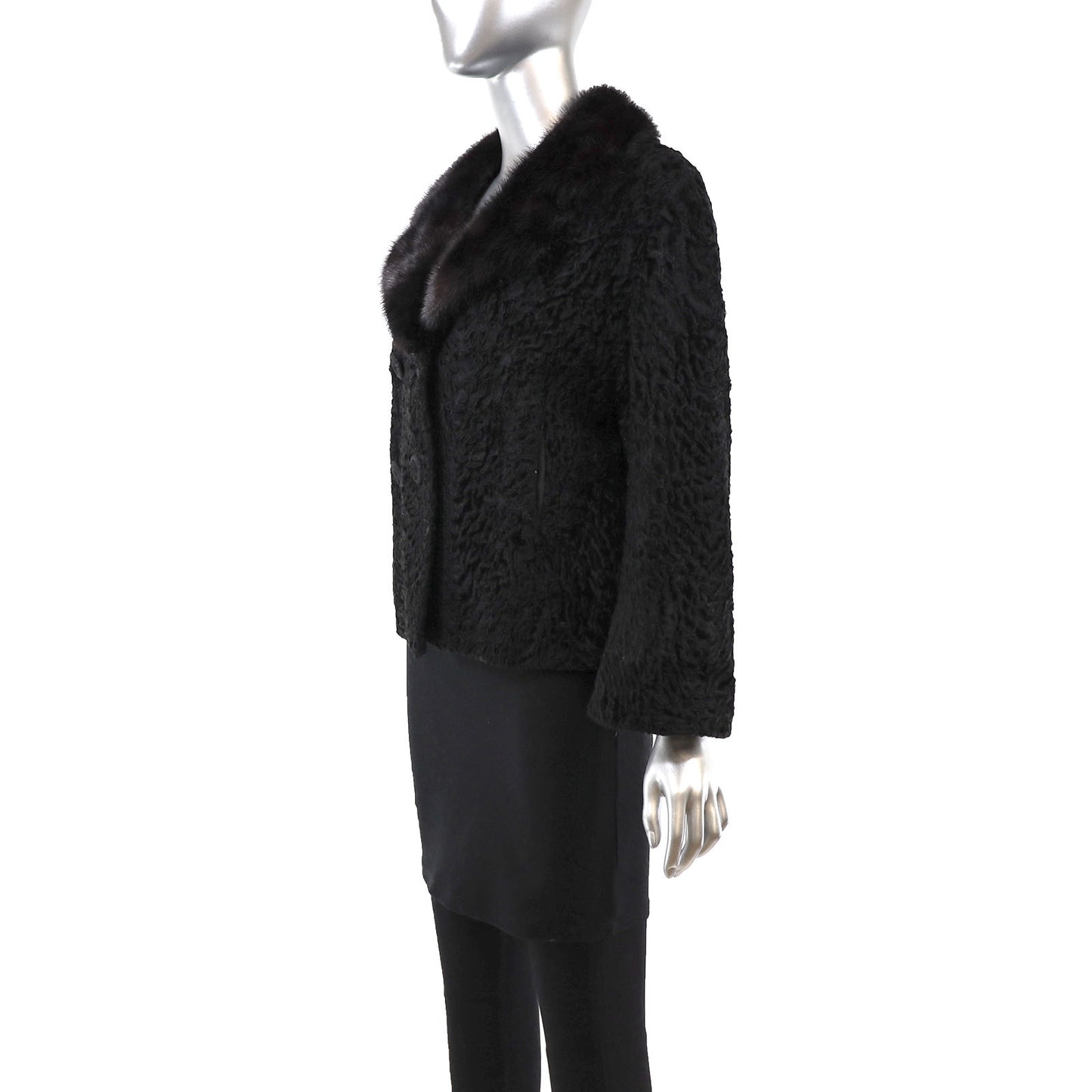 Lamb Jacket with Mink Collar- Size M