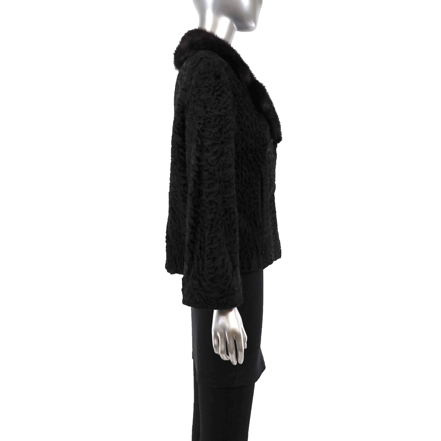 Lamb Jacket with Mink Collar- Size M