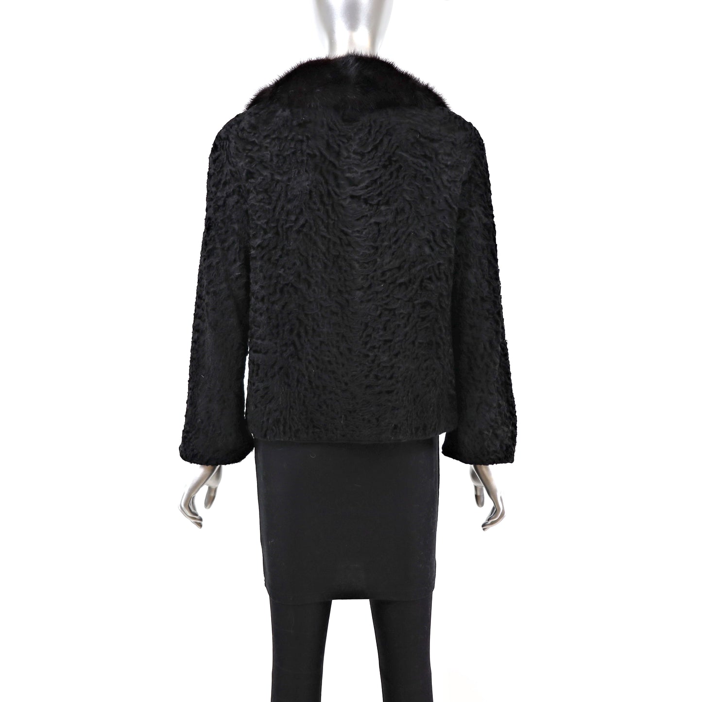 Lamb Jacket with Mink Collar- Size M