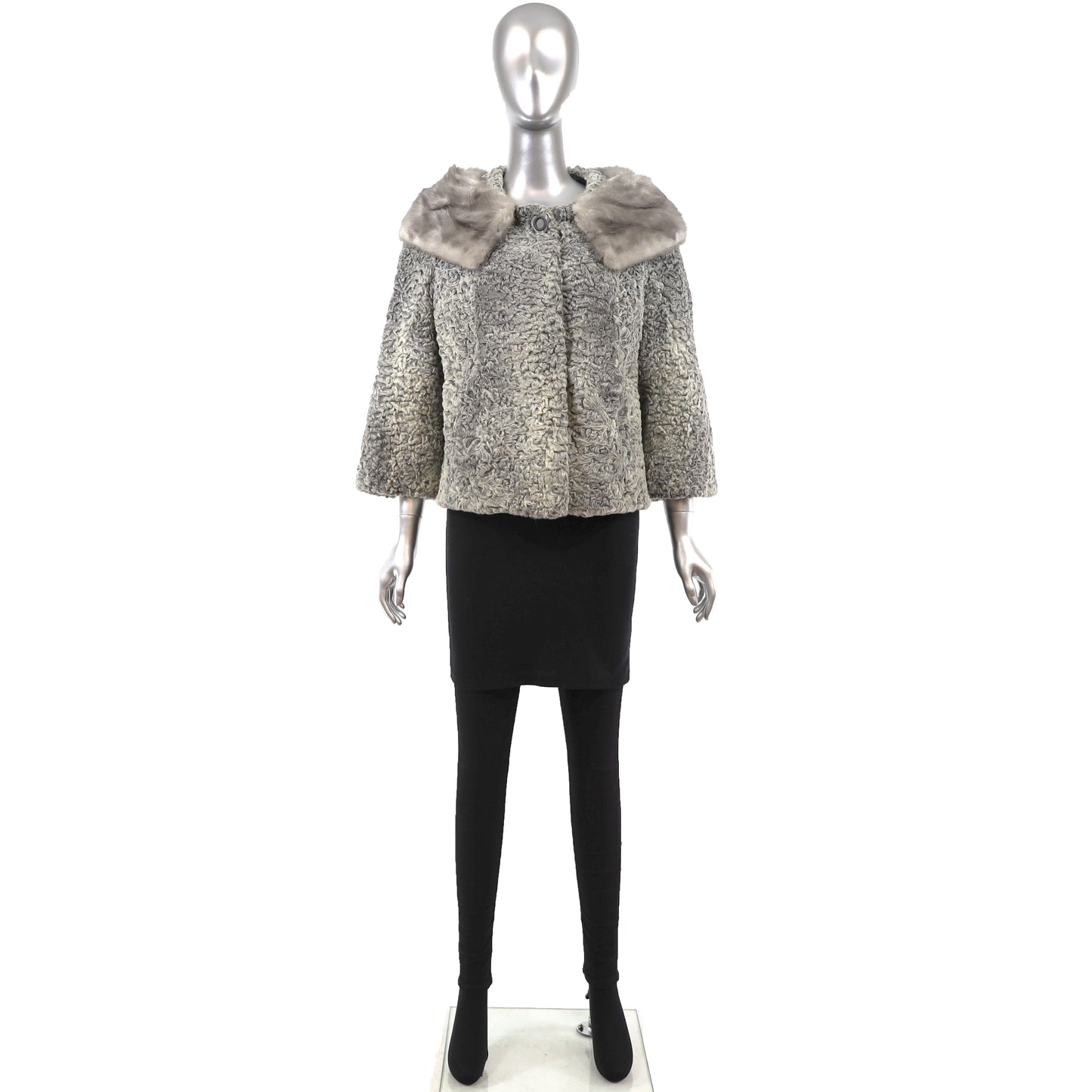 Persian Lamb Jacket with Mink Collar- Size L