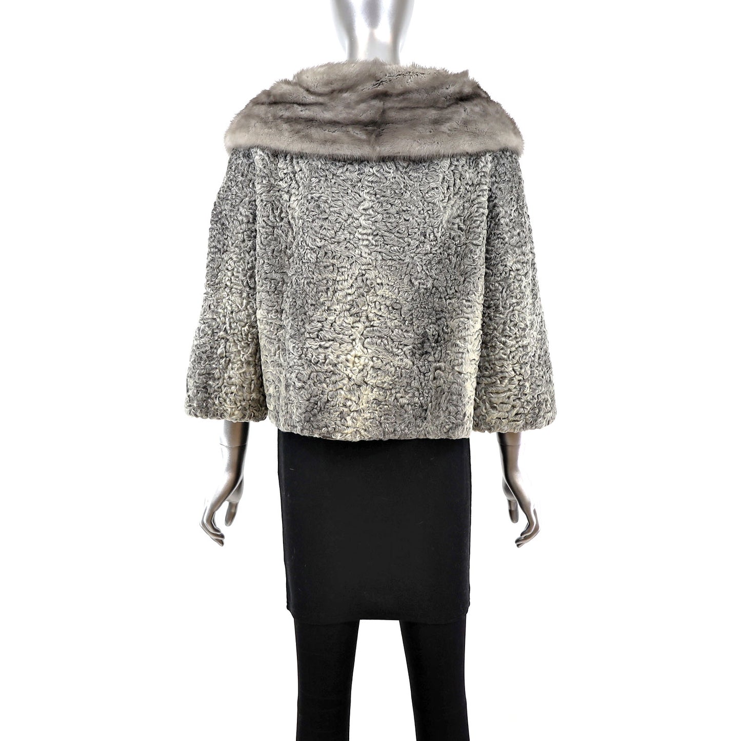 Persian Lamb Jacket with Mink Collar- Size L