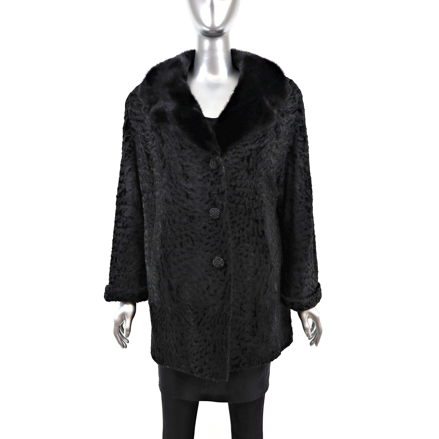 Persian Lamb Jacket with Mink Collar- Size XL