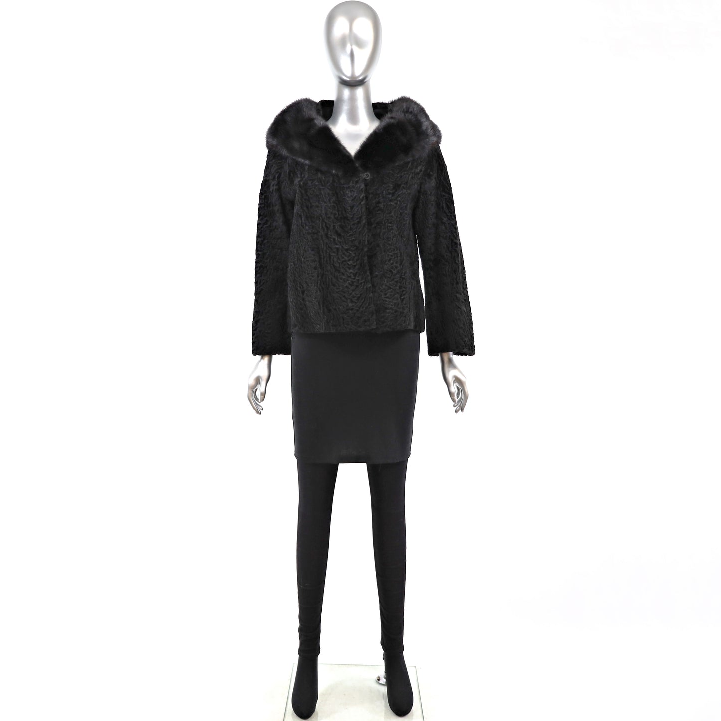 Persian Lamb Jacket with Mink Collar- Size M