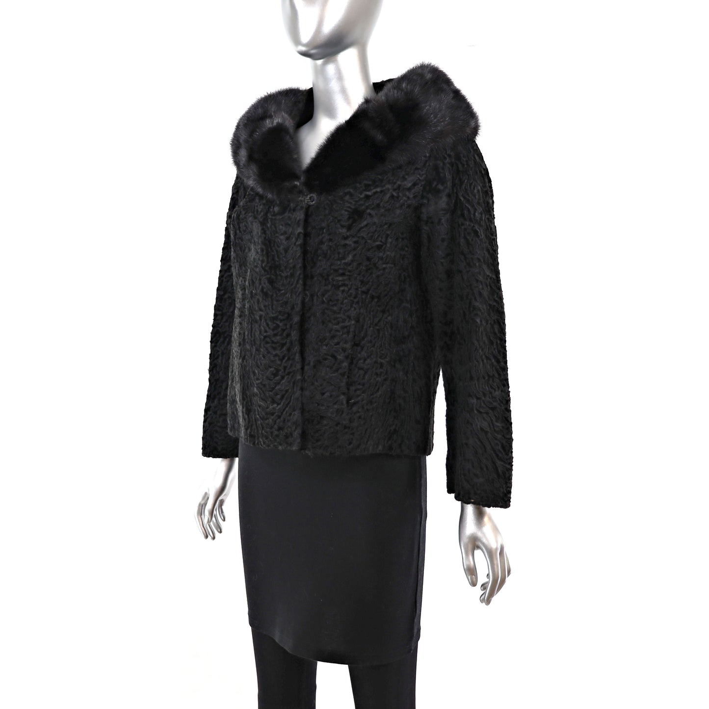 Persian Lamb Jacket with Mink Collar- Size M