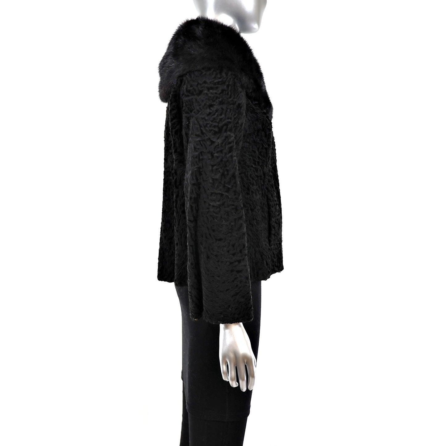 Persian Lamb Jacket with Mink Collar- Size M