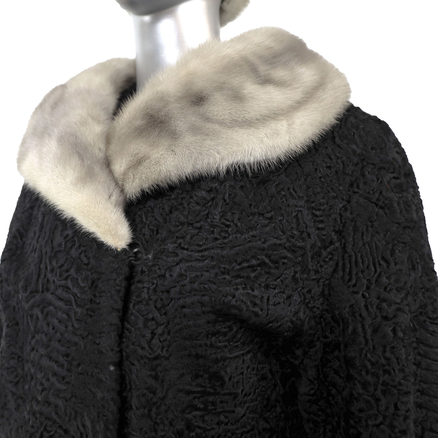 Persian Lamb Jacket with Mink Collar and Hat- Size L