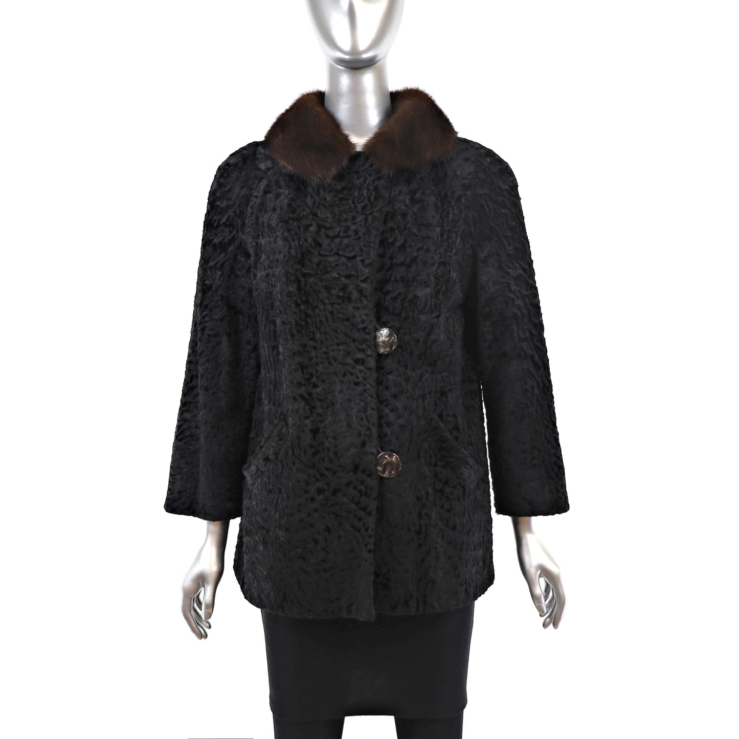 Lamb Jacket with Mink Collar- Size M