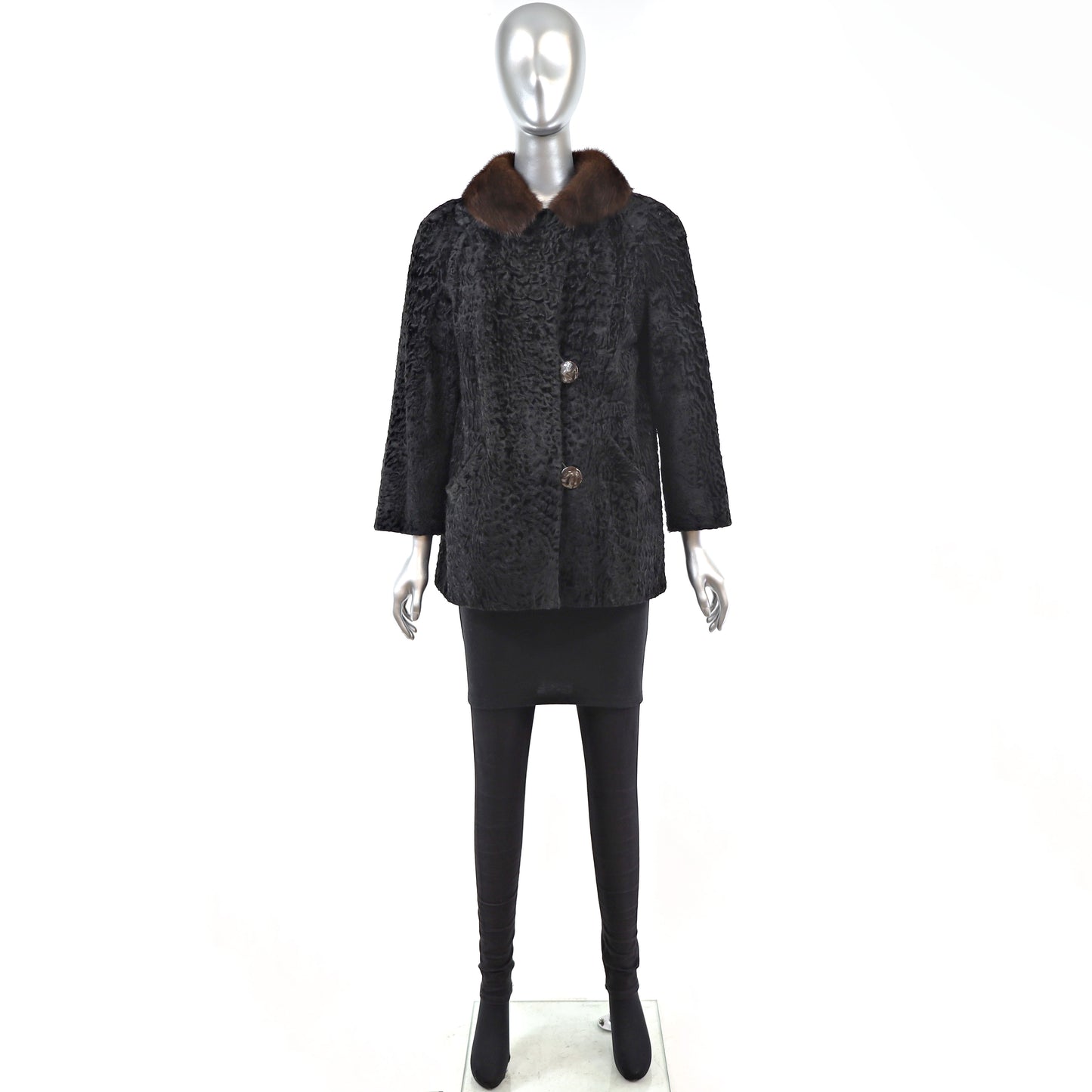 Lamb Jacket with Mink Collar- Size M