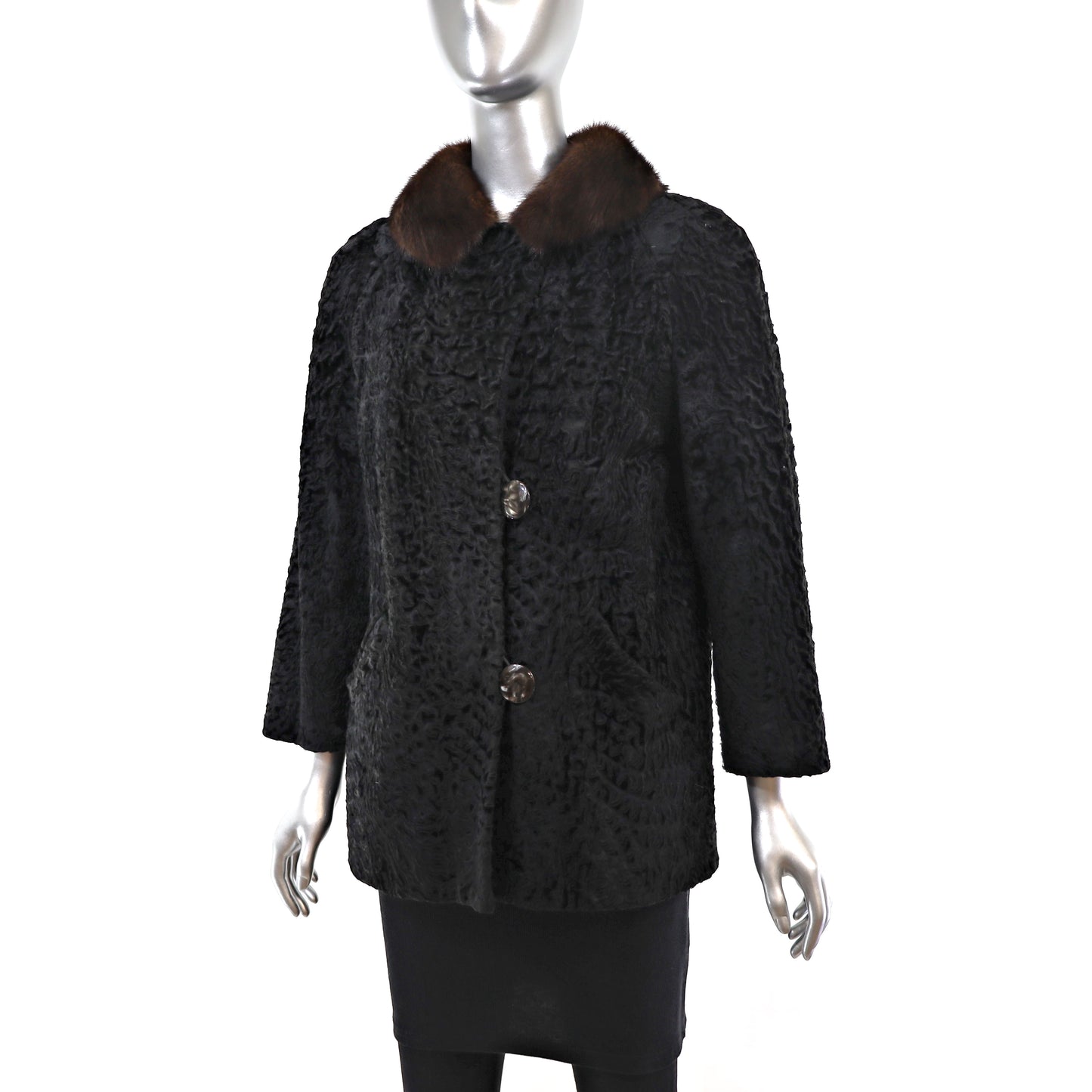 Lamb Jacket with Mink Collar- Size M