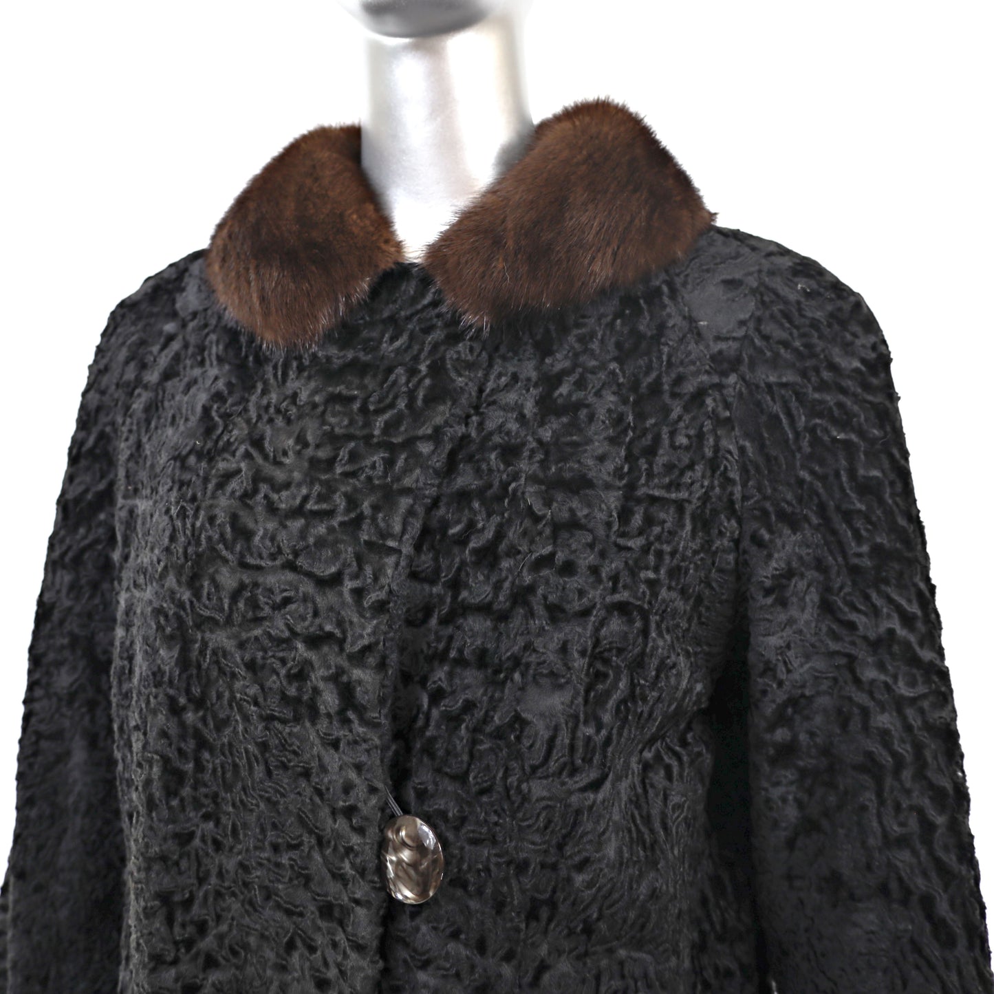 Lamb Jacket with Mink Collar- Size M