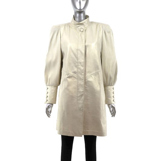 Beige Leather Coat- Size S