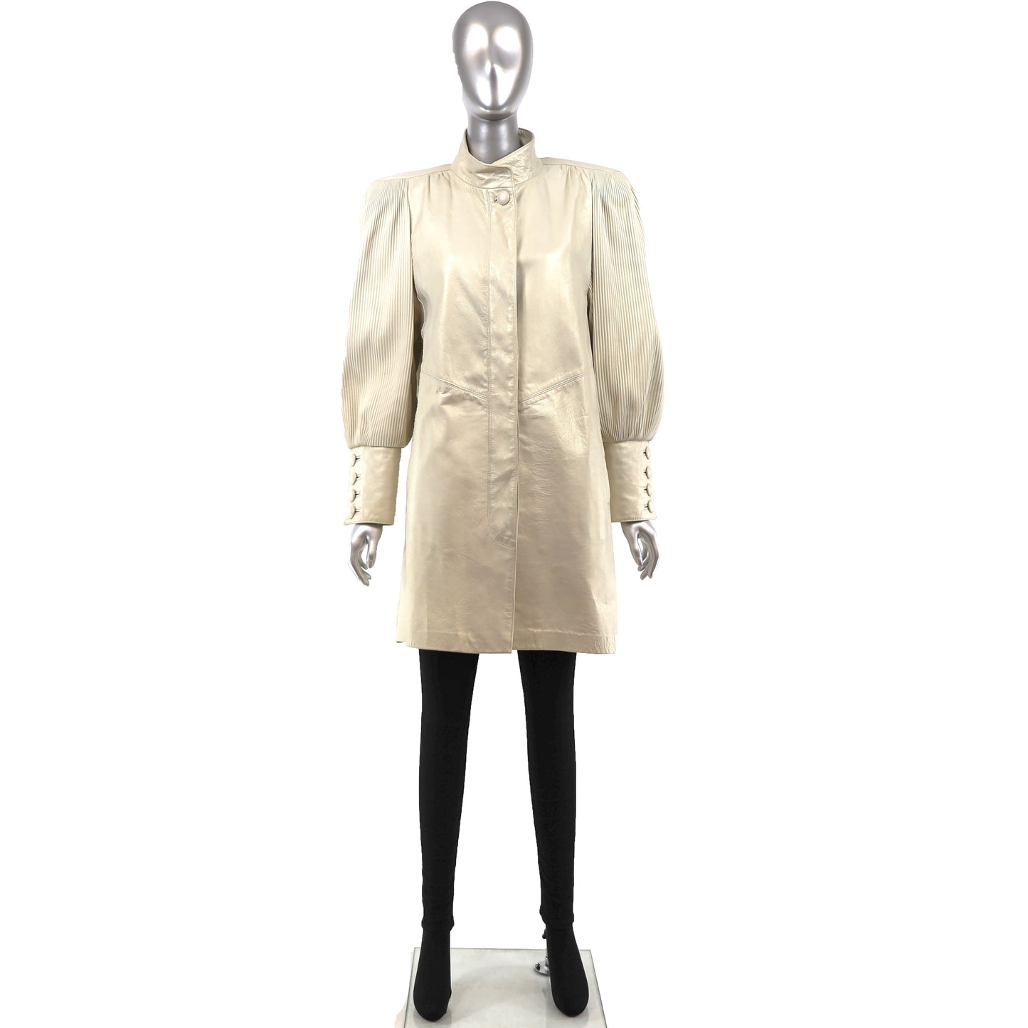 Beige Leather Coat- Size S