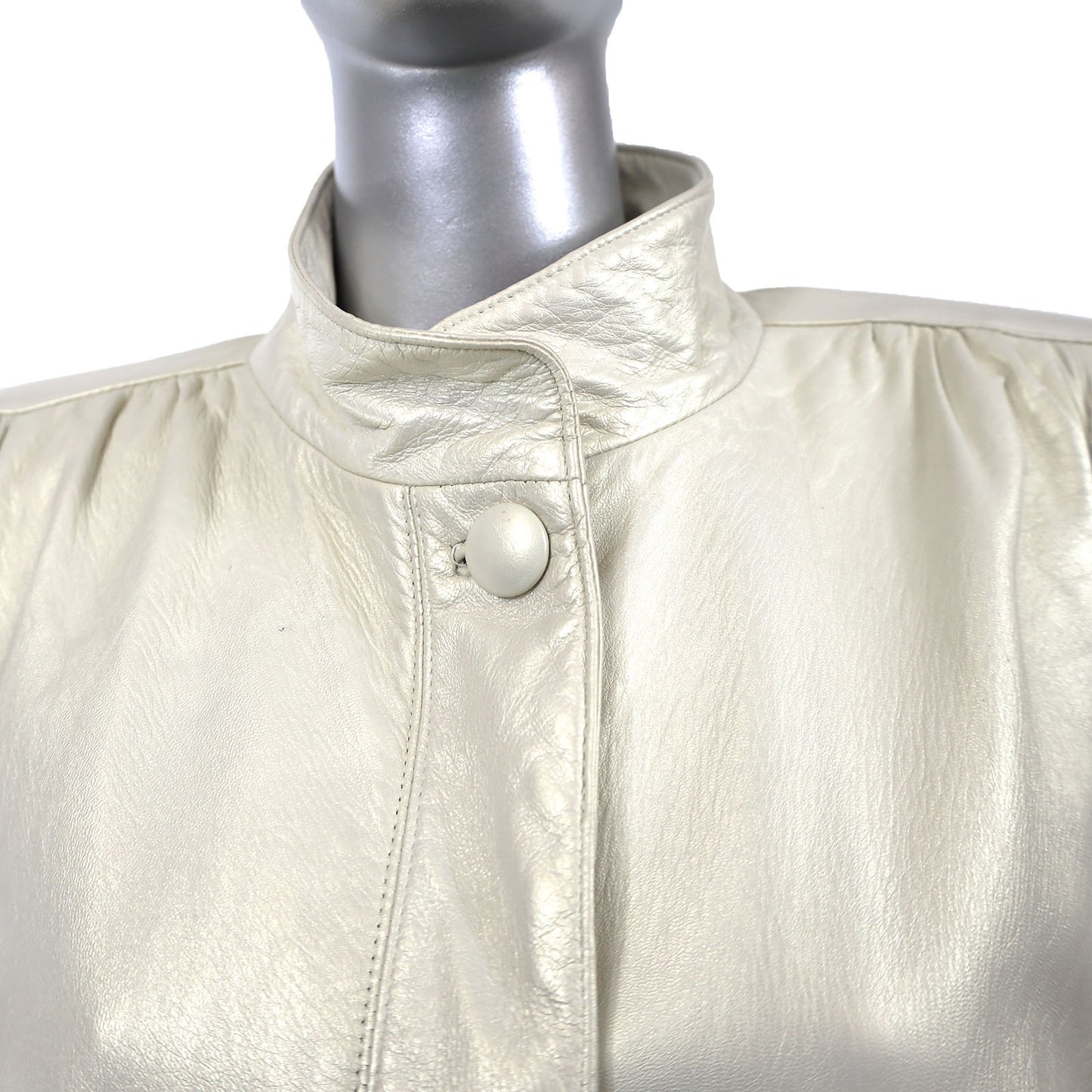 Beige Leather Coat- Size S