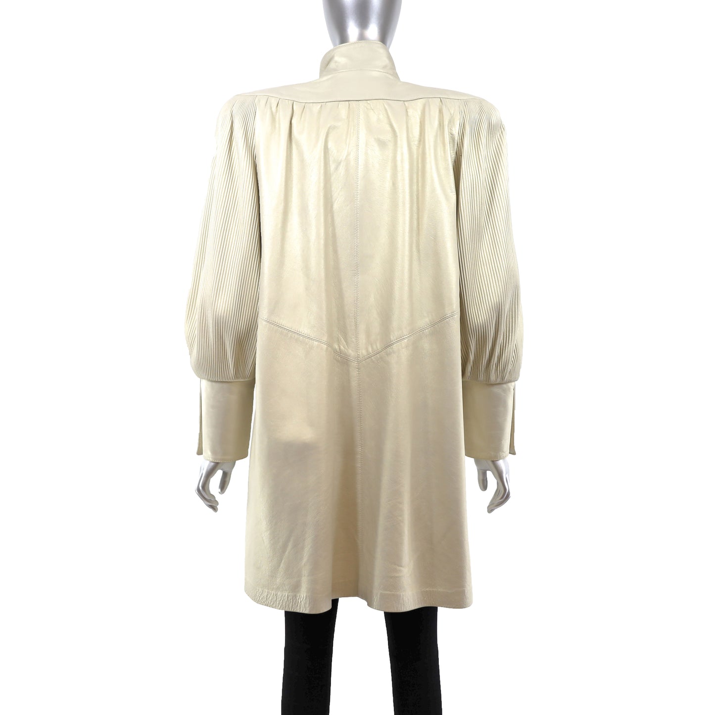 Beige Leather Coat- Size S