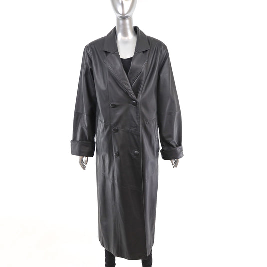 Full Length Leather Coat- Size M