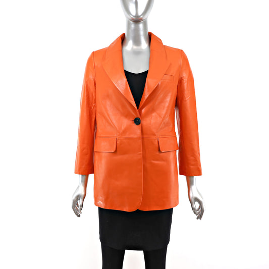 BRAND NEW Orange Leather Jacket- Size XS