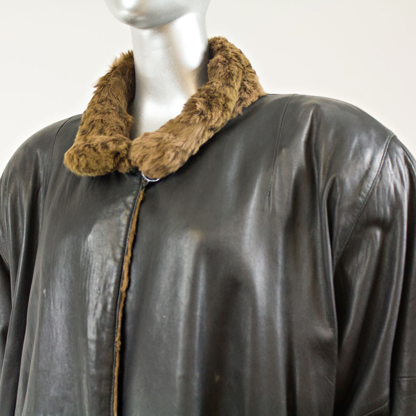 Leather Jacket Reversible to Rabbit - Size XXXL