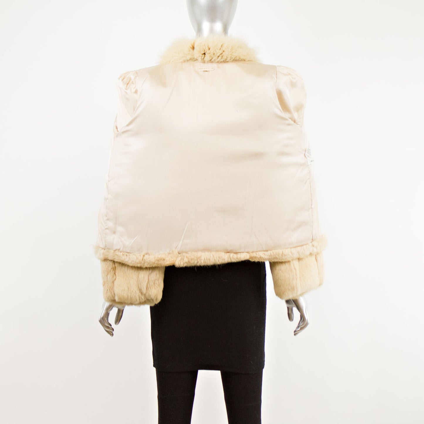 Beige Rabbit Jacket with Fox Collar- Size S