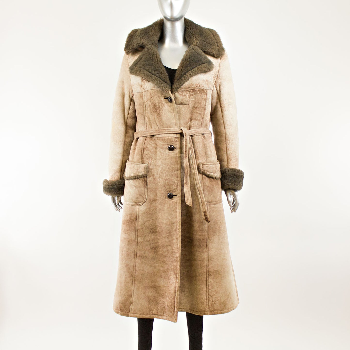 Light Brown Shearling with Hood - Size S