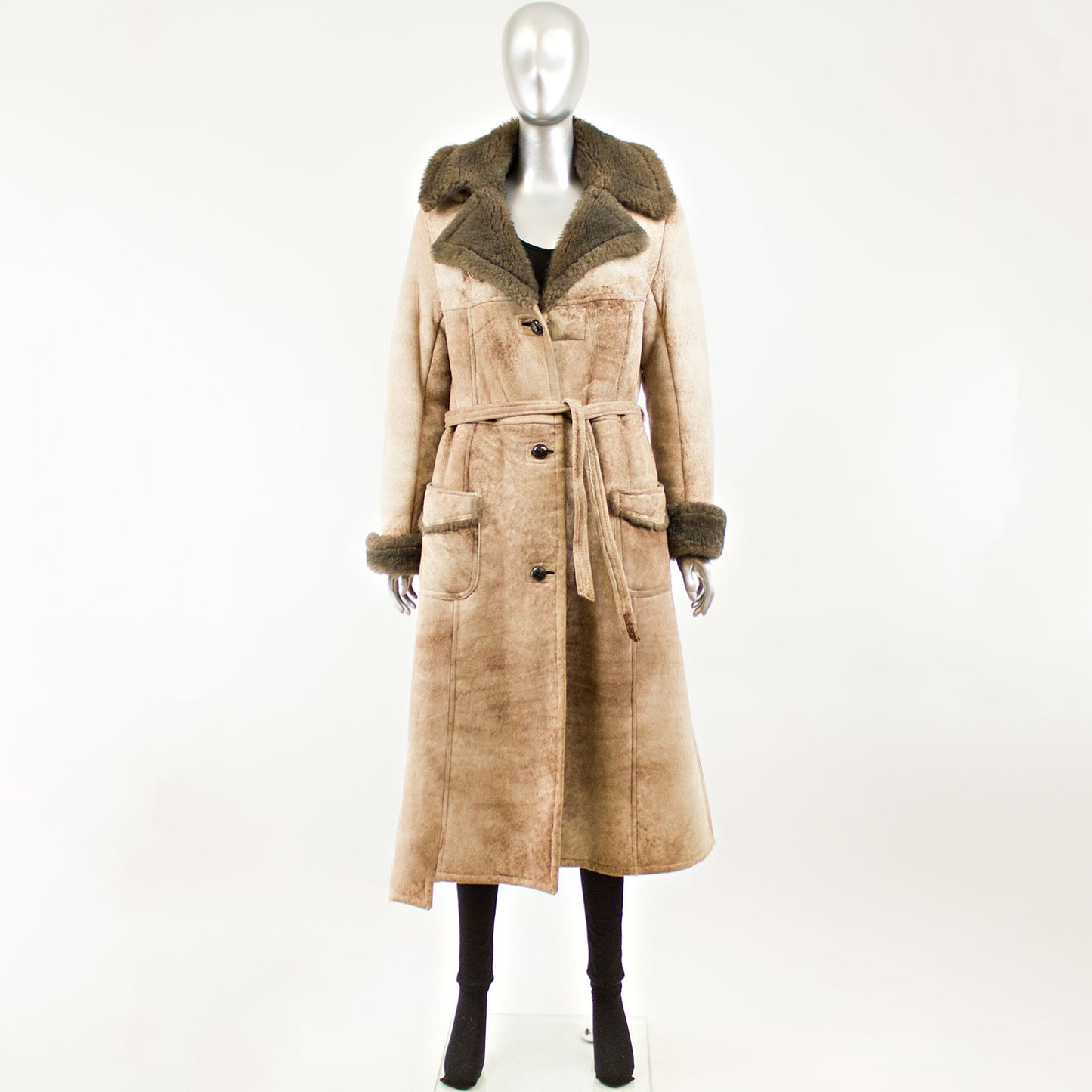 Light Brown Shearling with Hood - Size S