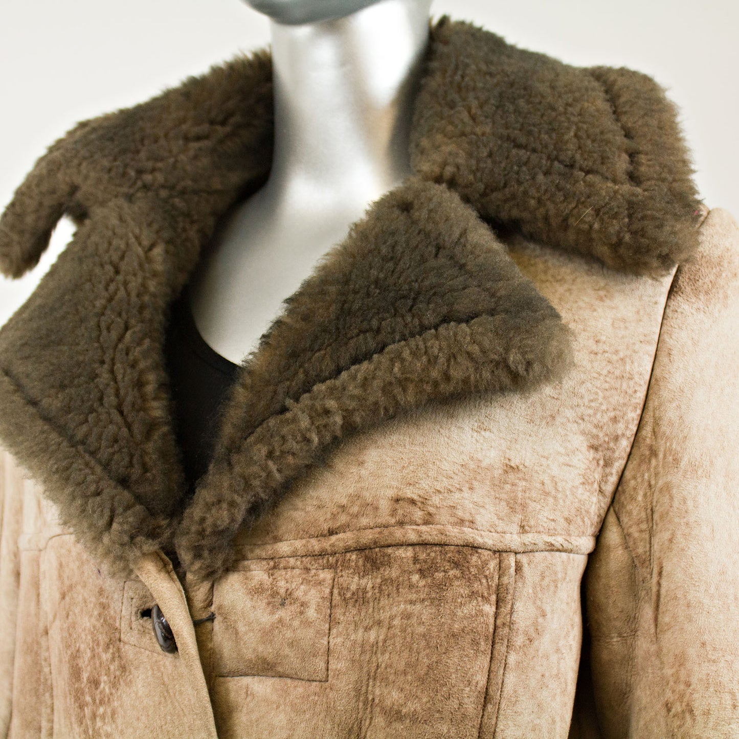 Light Brown Shearling with Hood - Size S