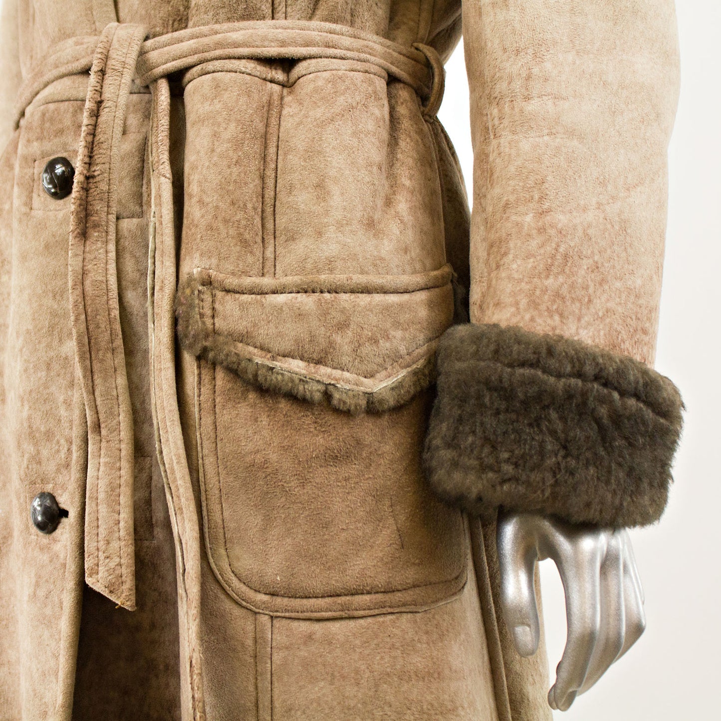 Light Brown Shearling with Hood - Size S