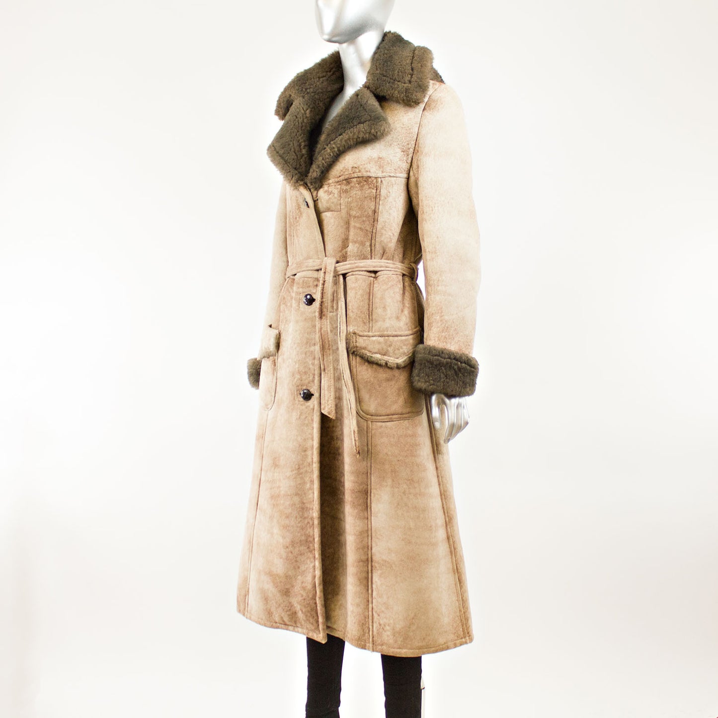 Light Brown Shearling with Hood - Size S