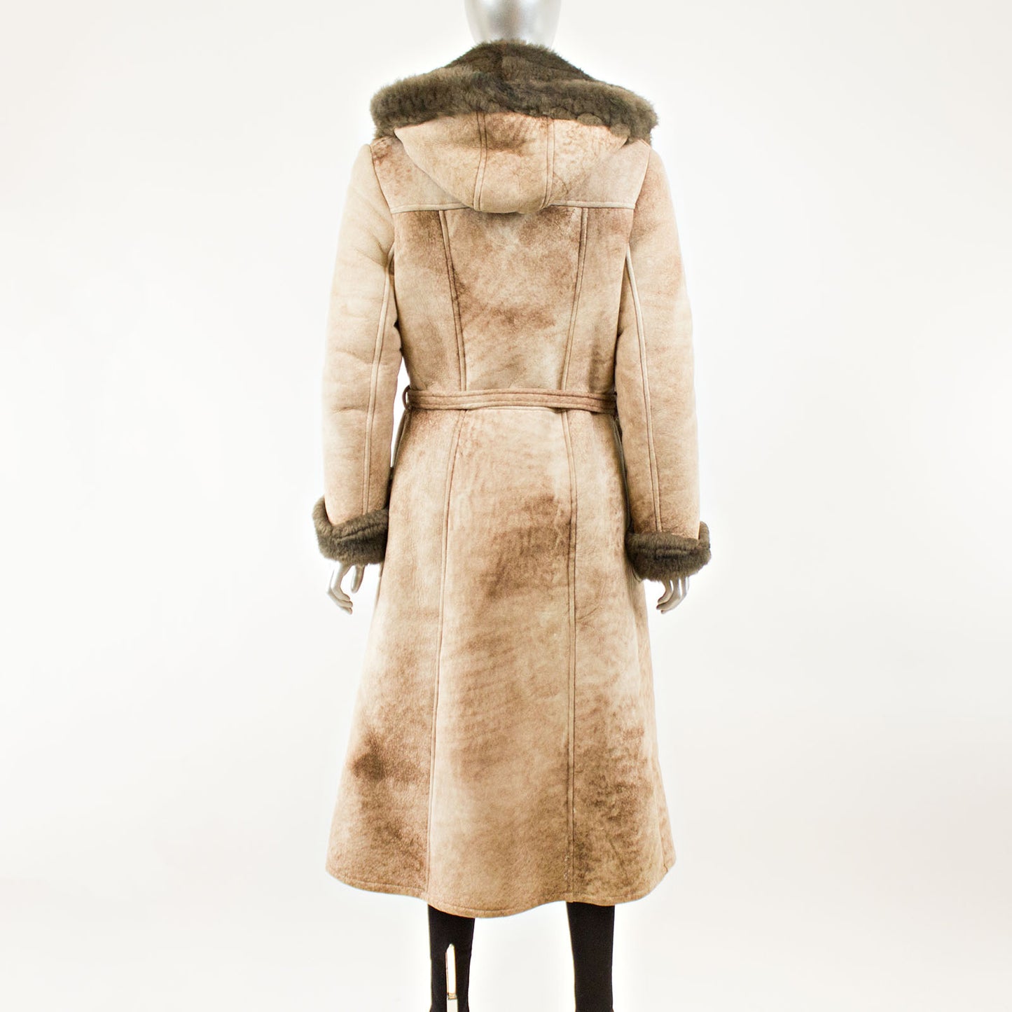 Light Brown Shearling with Hood - Size S