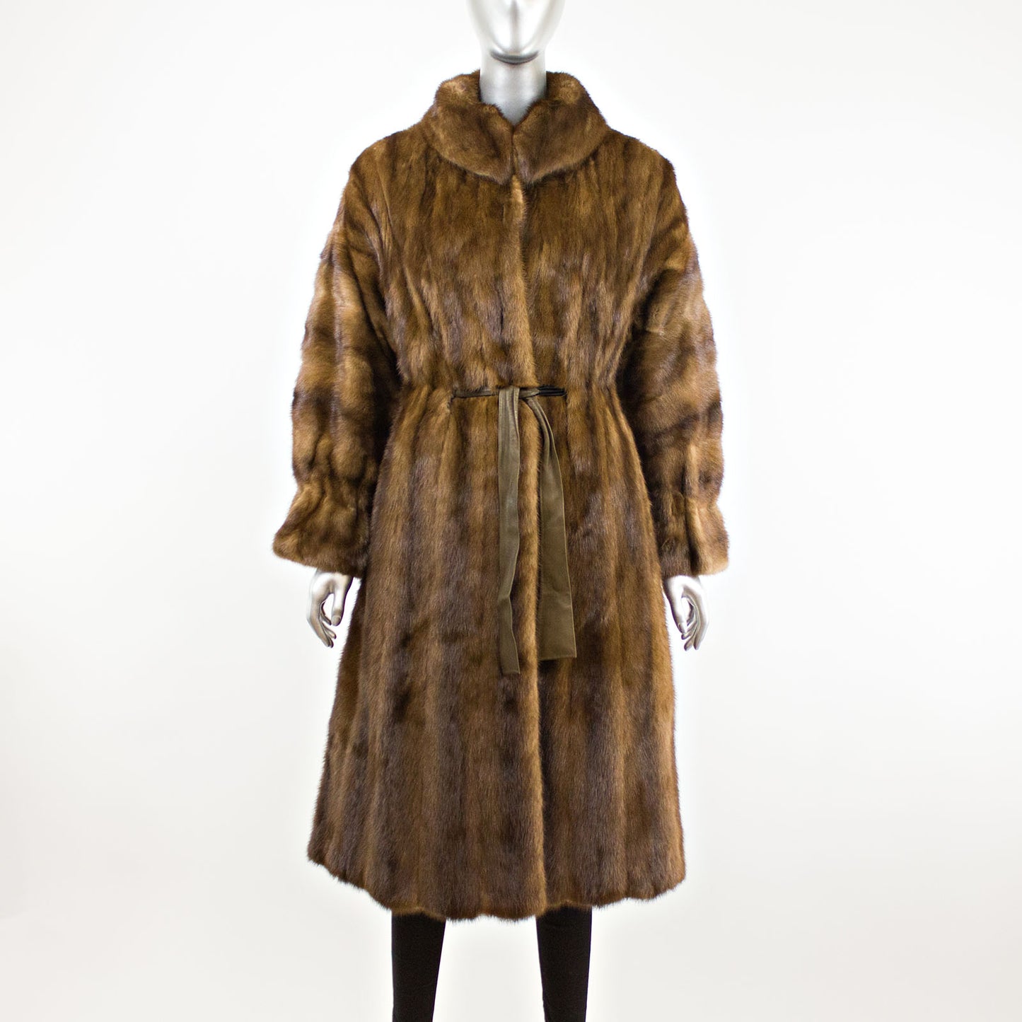 Lunaraine Section Mink Coat with Leather Belt- Size S (Vintage Furs)