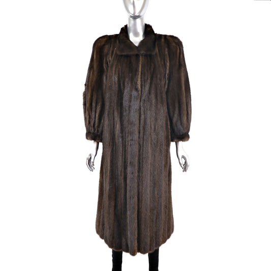 Full Length Brown Mink Coat- Size S