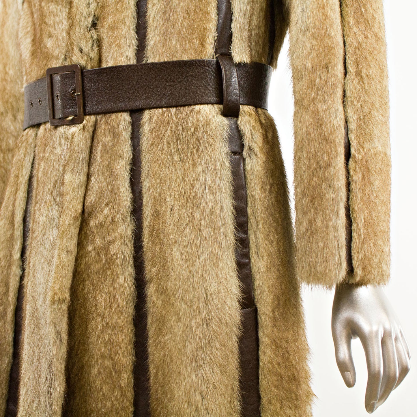 Marmot with Brown Leather Insert Coat with Belt- Size XS