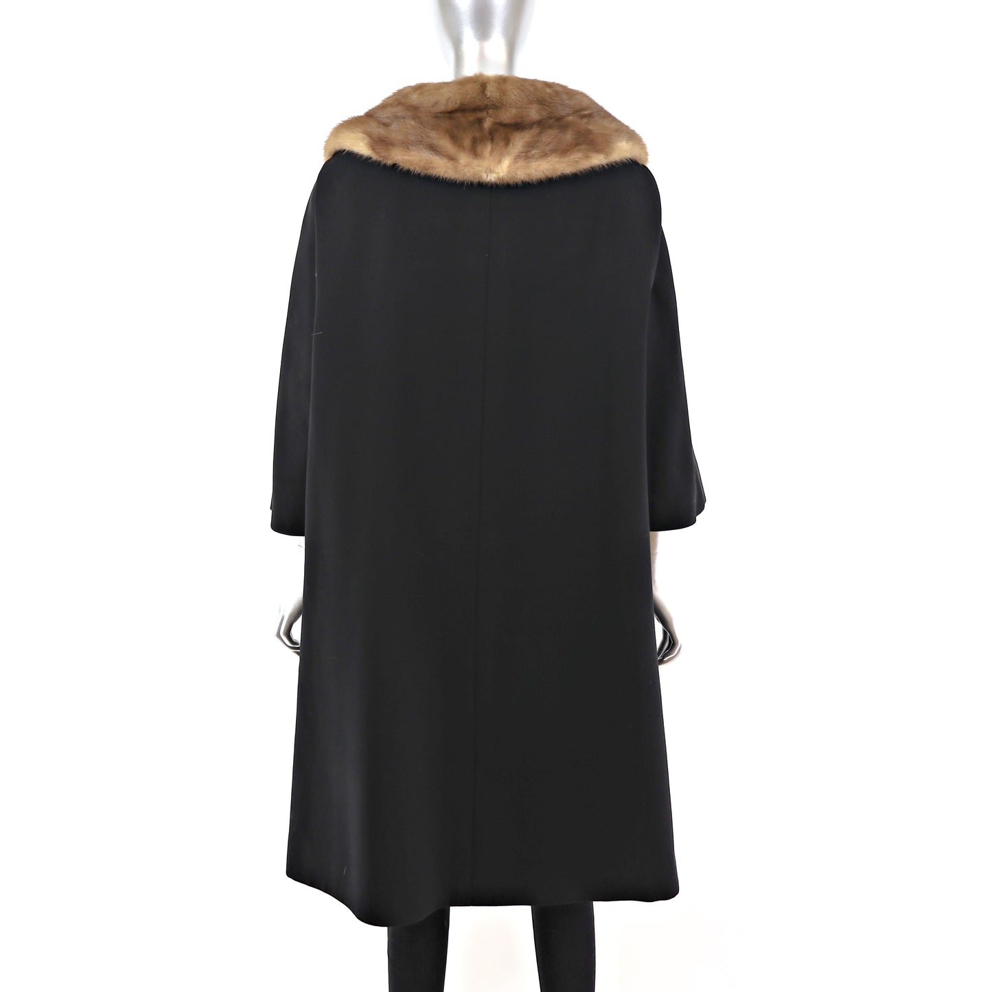 Micro Fiber Coat with Mink Collar- Size L